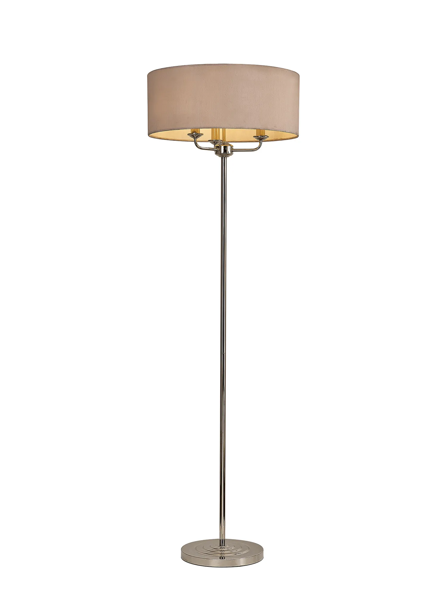 Banyan 45cm 3 Light Floor Lamp Polished Nickel; Nude Beige